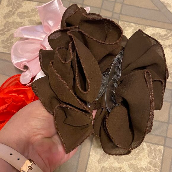 Set of 3 Hair Clip Bows, Hair Accessories, Red Pink Brown Hair Bows - Picture 5 of 5